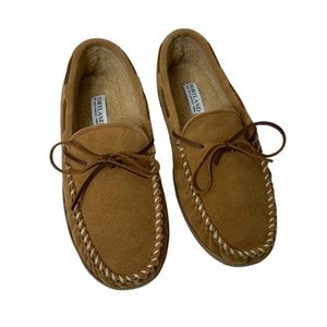 Portland Boot Company Max Moccasin Slipper Suede Cinnamon Berber Lining Sz 12